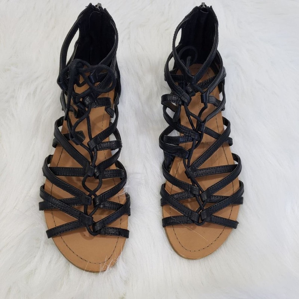 Bcbg Generation Black Back Zip Strappy Gladiator … - image 2